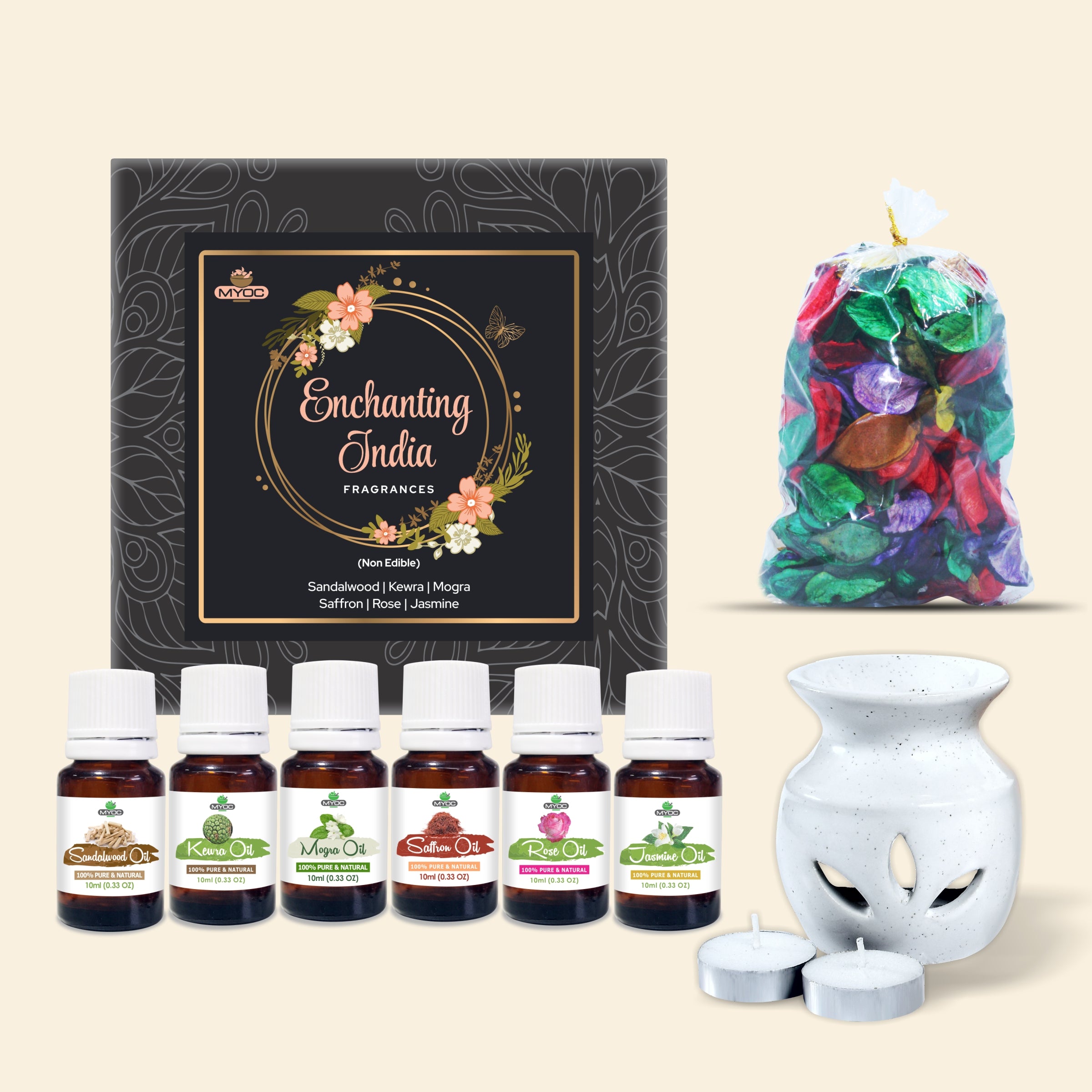 Salvia Gifts,Fragrances Oil Set,Aromatherapy Combo Enchanting India Diffuser Gift Combo Kit