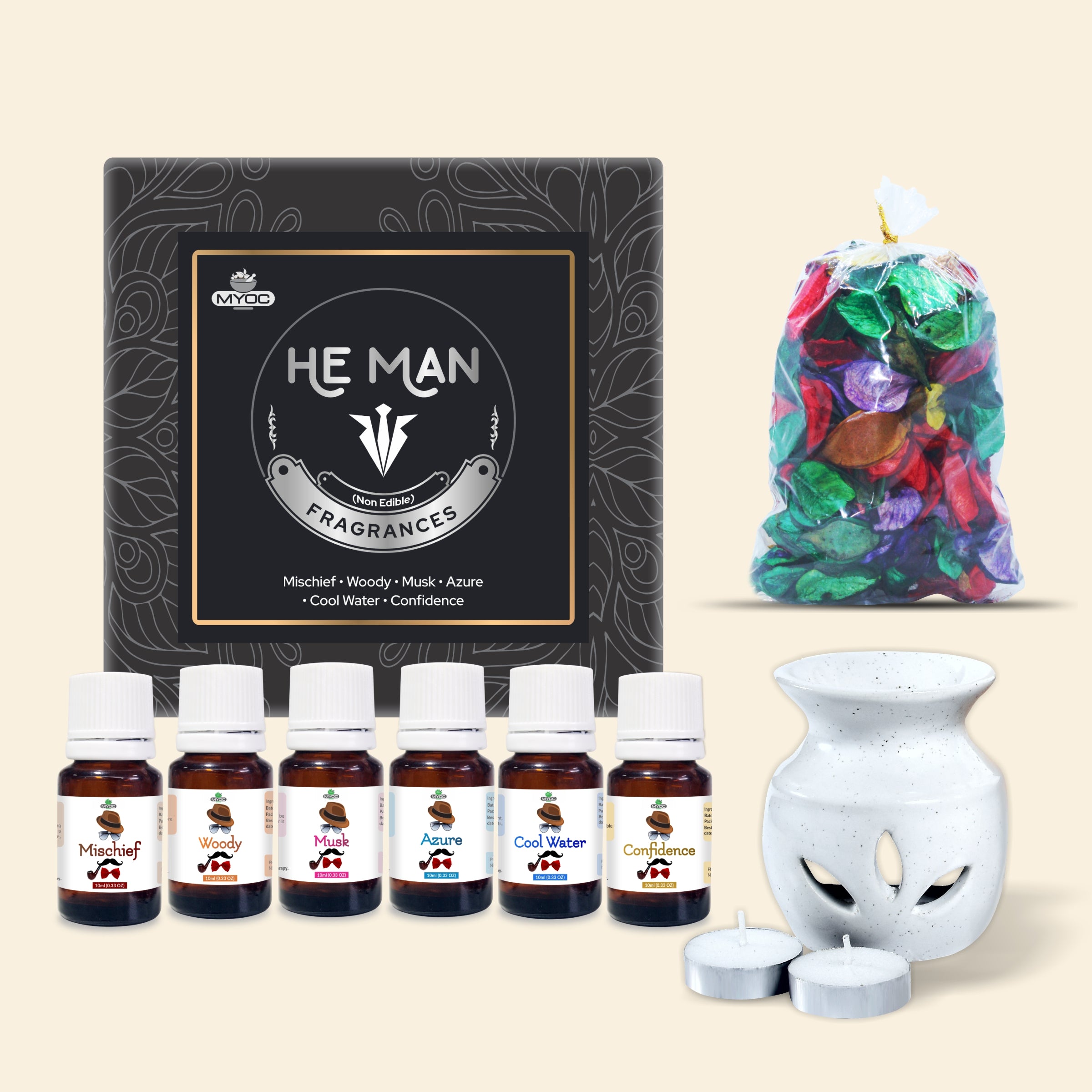 Salvia Gifts,Fragrances Oil Set,Aromatherapy Combo He Man Fragrances Oils Set of 6 Gift Combo Kit