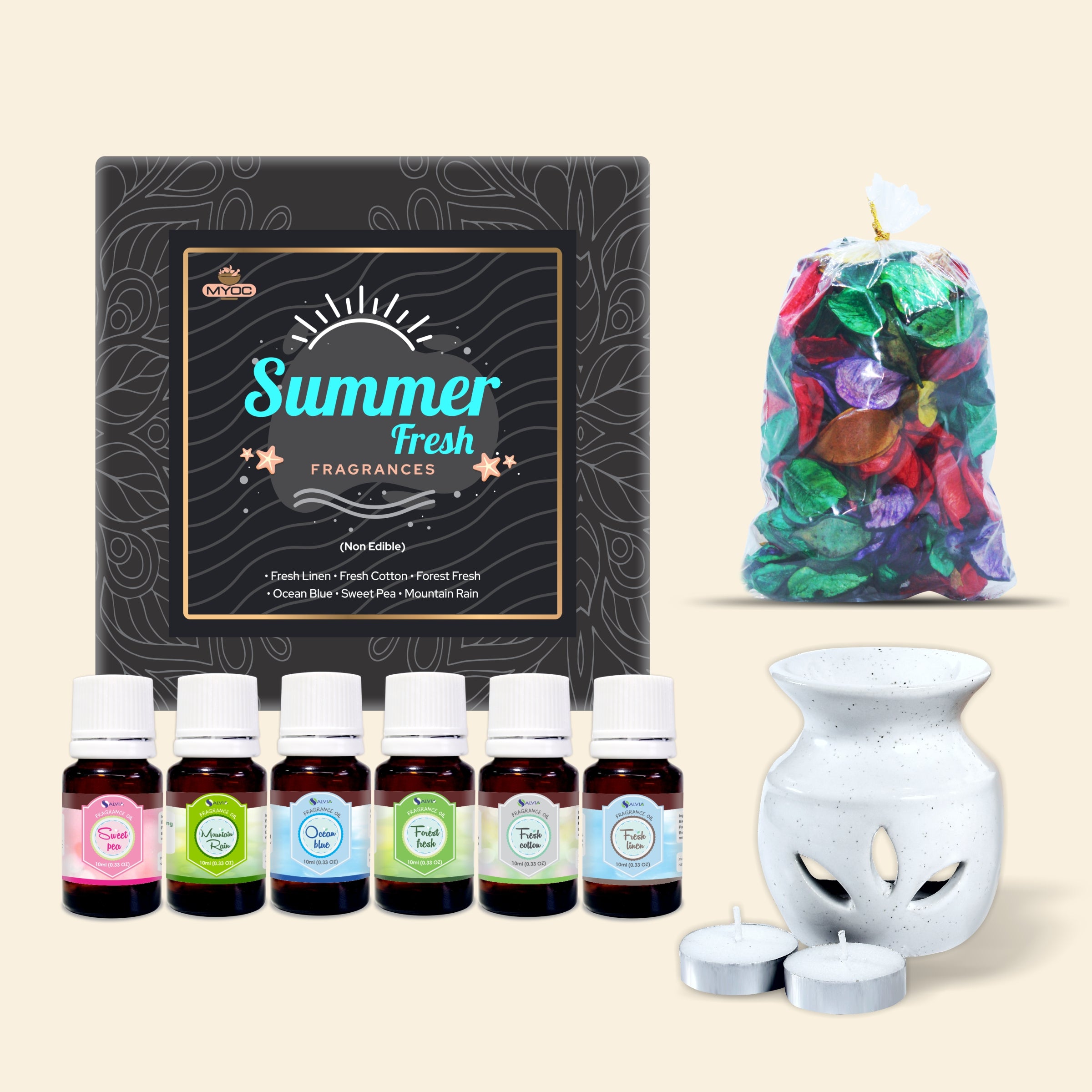 Salvia Gifts,Fragrances Oil Set,Aromatherapy Combo Summer Fresh Diffuser Gift Combo Kit