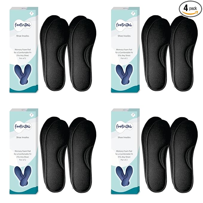 Shoprythm foot Vital 6 / Black / Pack Of 4 Memory Foam Shoe Insoles