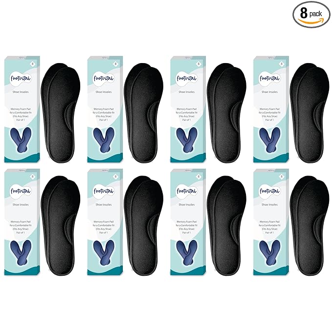 Shoprythm foot Vital 6 / Black / Pack of 8 Memory Foam Shoe Insoles