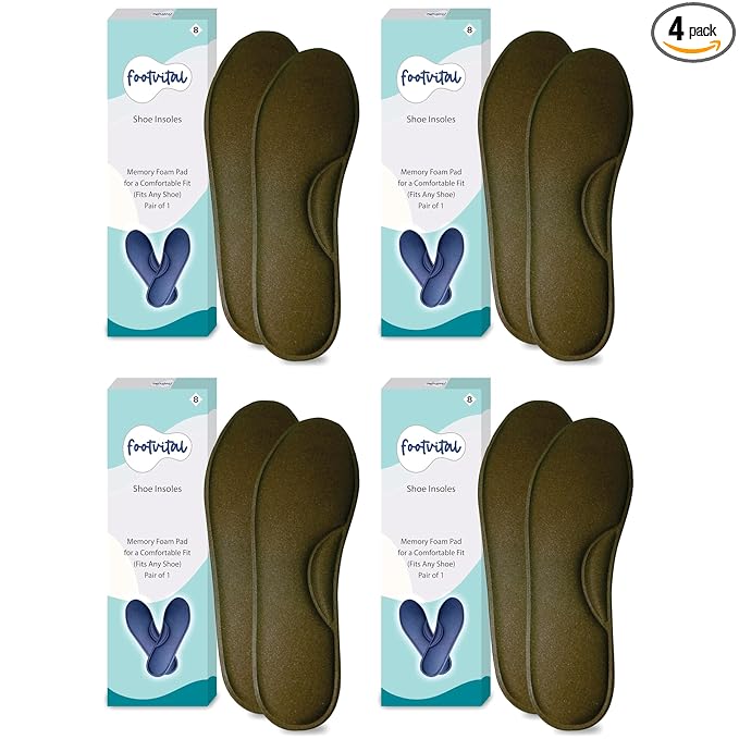 Shoprythm foot Vital 6 / Brown / Pack Of 4 Memory Foam Shoe Insoles