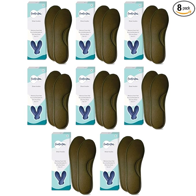 Shoprythm foot Vital 6 / Brown / Pack of 8 Memory Foam Shoe Insoles