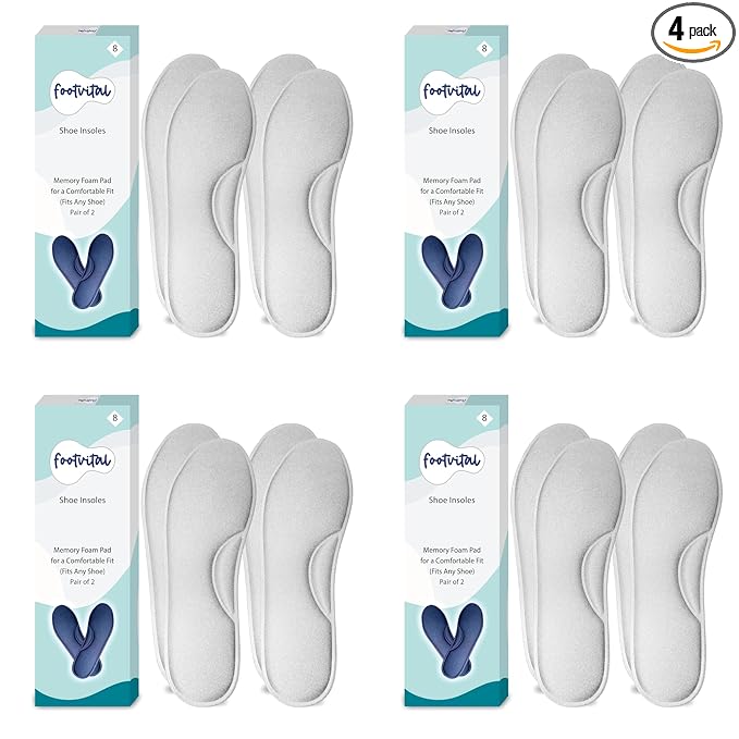 Shoprythm foot Vital 6 / Grey / Pack Of 4 Memory Foam Shoe Insoles