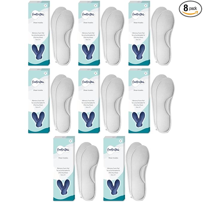 Shoprythm foot Vital 6 / Grey / Pack of 8 Memory Foam Shoe Insoles