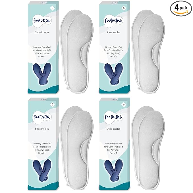 Shoprythm foot Vital 6 / White / Pack Of 4 Memory Foam Shoe Insoles