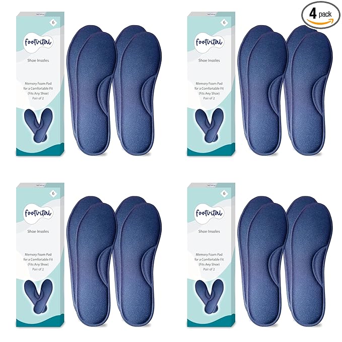 Shoprythm foot Vital 7 / Blue / Pack Of 4 Memory Foam Shoe Insoles